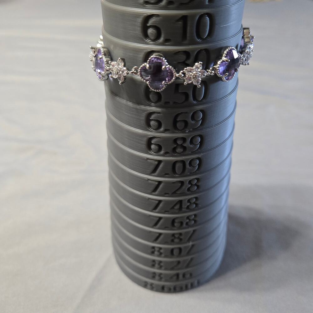 Silver Tone Purple Clover Station Bracelet Zircon Crystal Accents - Picture 6 of 7